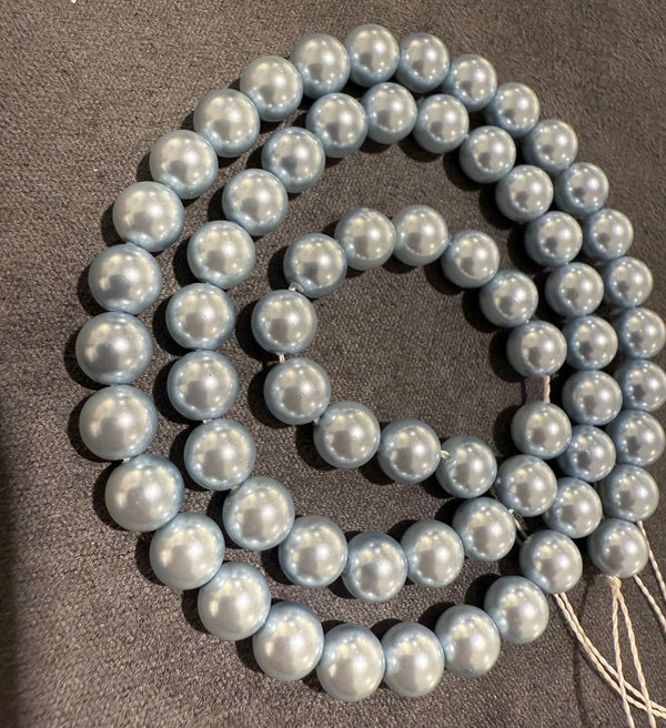 Shellperler / Blå runde ，6mm，40cm