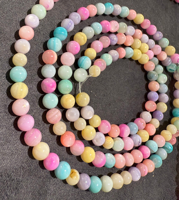 Shellperler /Regnbuens farver  runde ，5mm，38.5cm