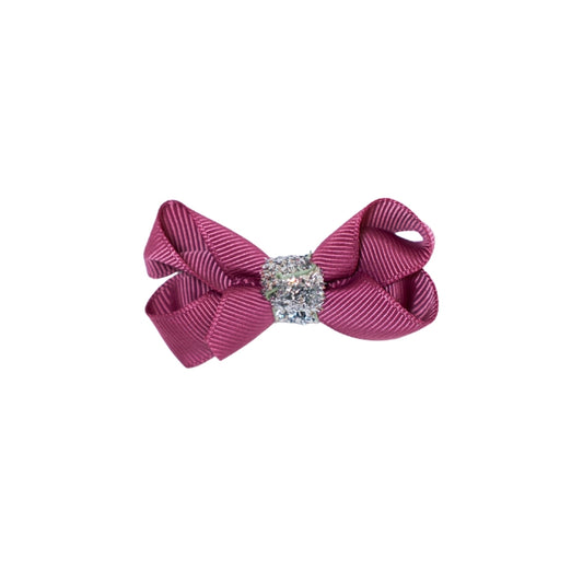 Sløjfe 6cm  Lilla #Sølv Glitter03