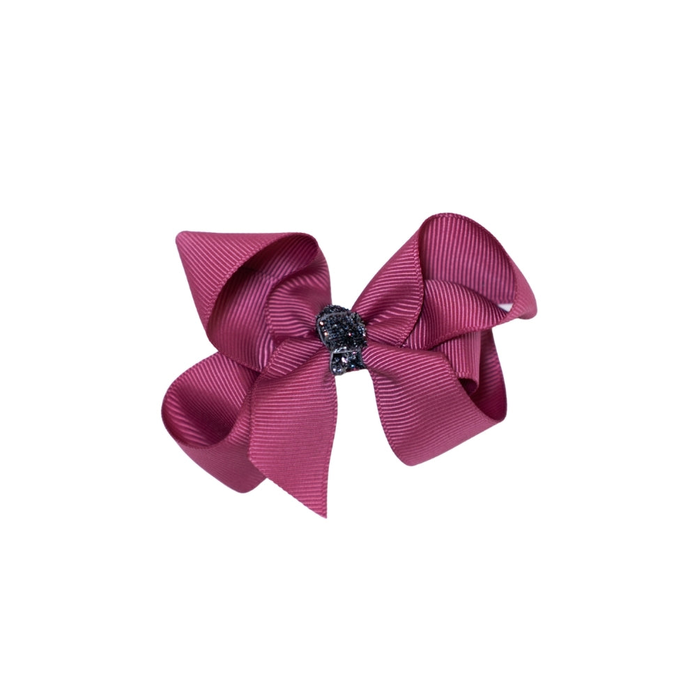 Sløjfe 8cm  Lilla #Grå Glitter03