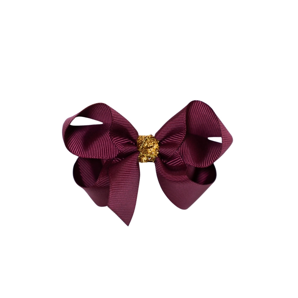 Sløjfe 8cm  Lilla #Guld Glitter02