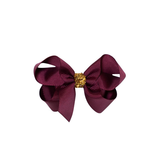Sløjfe 8cm  Lilla #Guld Glitter02